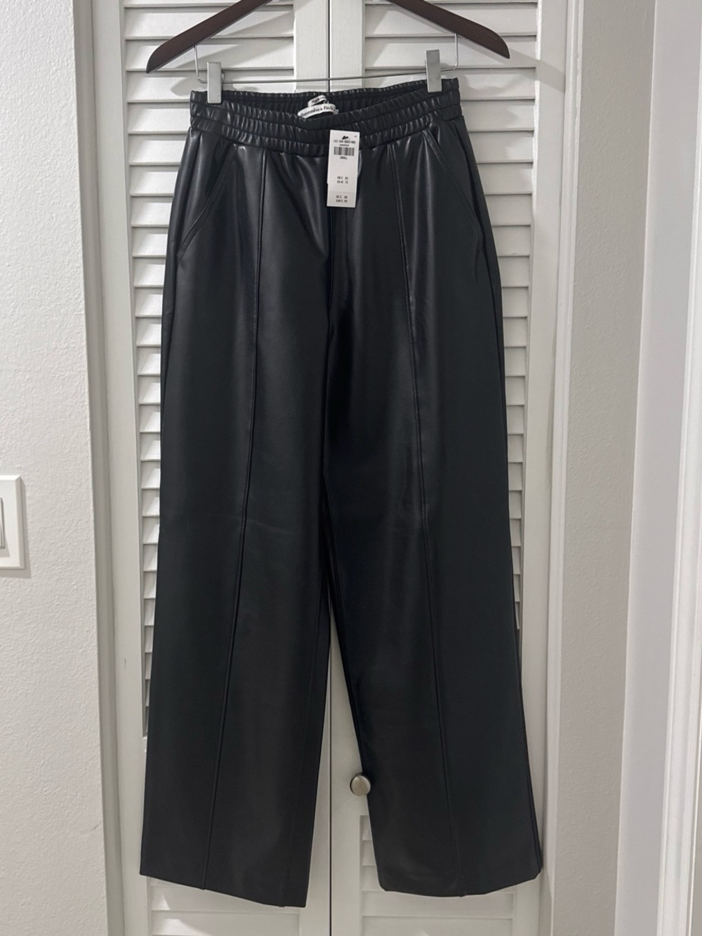 Abercrombie & Fitch Black Faux Leather Wide-Leg Pants